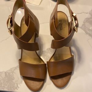 Gently worn Michael Kors brown open toe heels